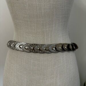 Vintage Silver Toned Metal Elastic Belt Women’s Belt